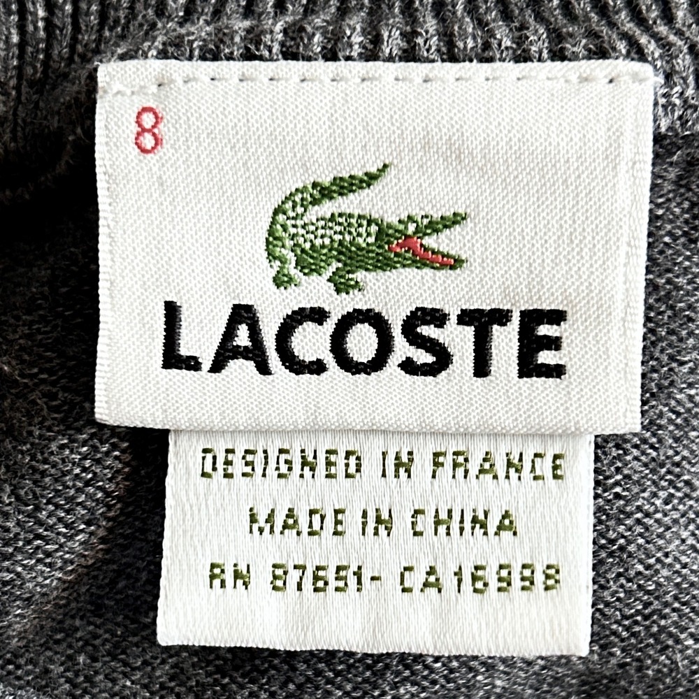 Vintage Lacoste Argyle Cotton Knit Sweater Mens 8 XXL Preppy Golf Y2K Gray Pink - Picture 7 of 9